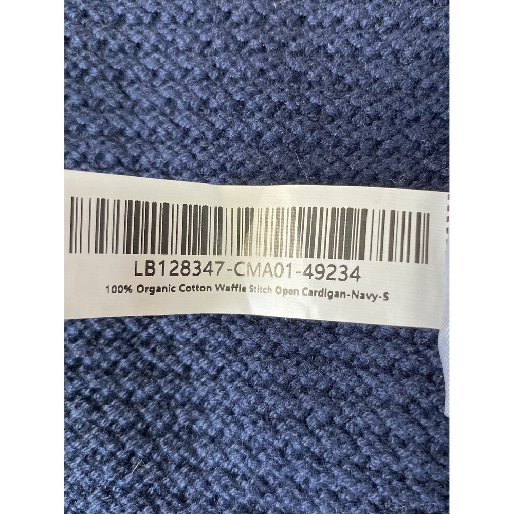 Quince Women 100% Organic Cotton Waffle Stitch Open Cardigan Navy Blue Small - Picture 7 of 10